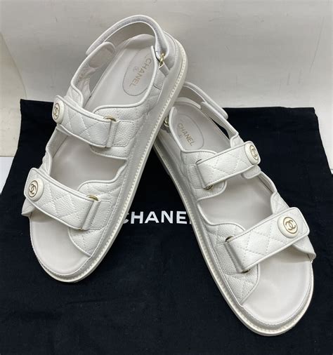 sandales chanel blanche|chanel sandals cc logo.